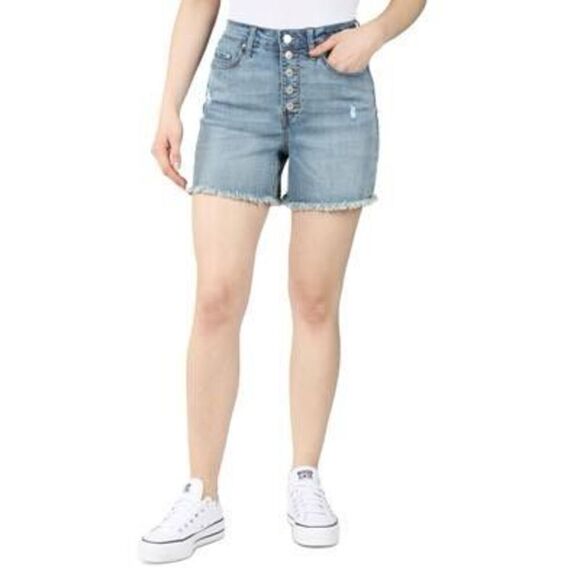 Indigo Rein Juniors' Exposed-Button Fly Jean Shorts Size 1 - Picture 1 of 3